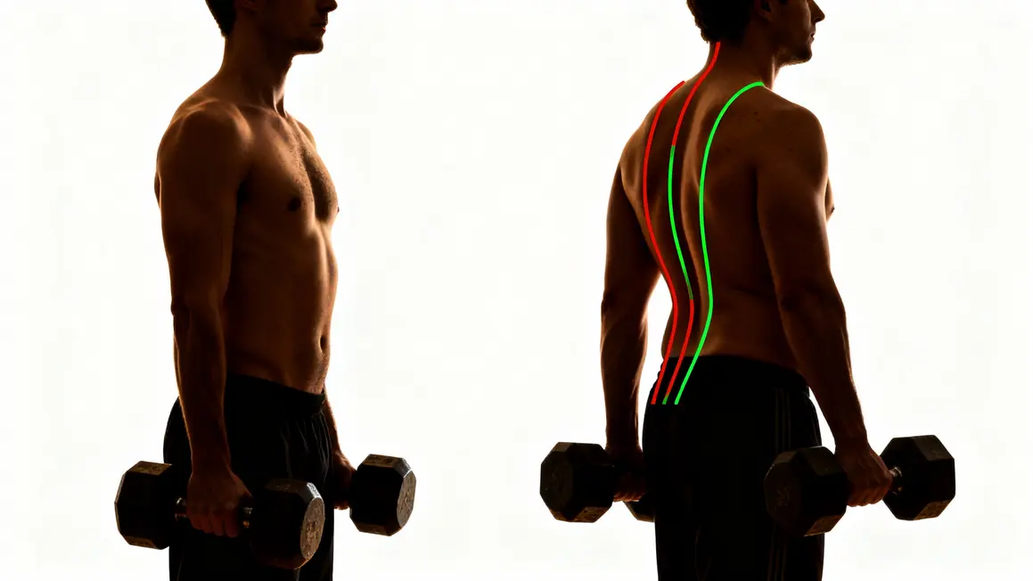 Comparatif posture dos droit et dos rond soulevé de terre haltères