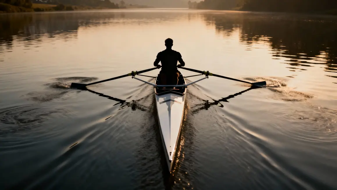 Skiff aviron un rameur vue de haut