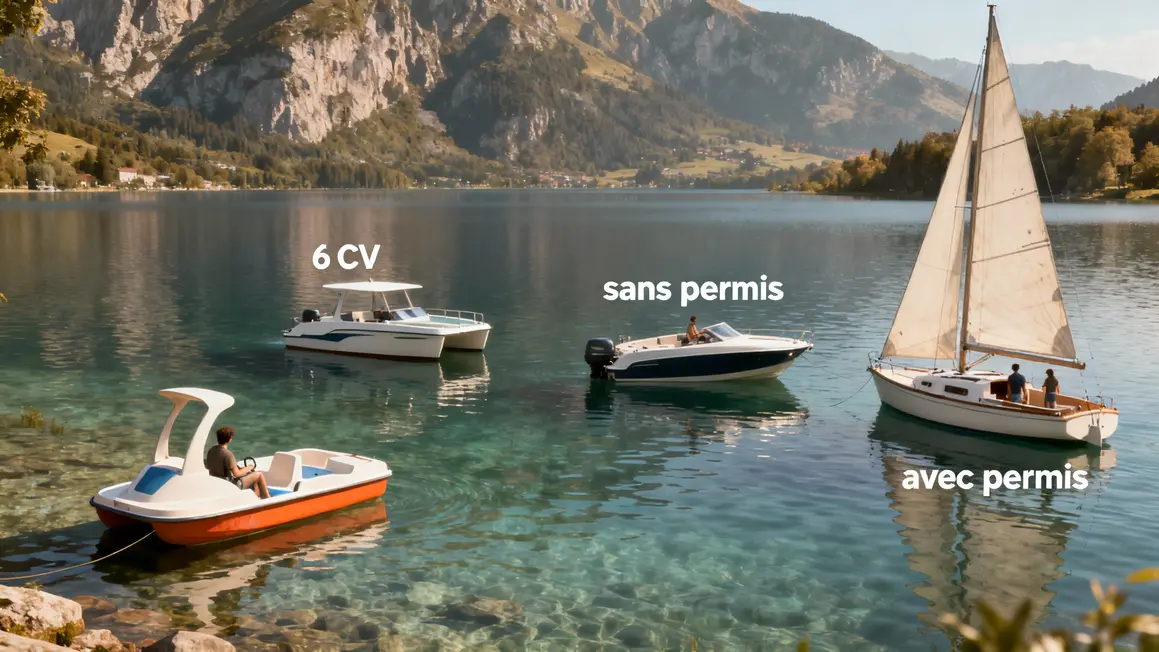 Différence bateaux à louer lac Annecy permis et sans permis