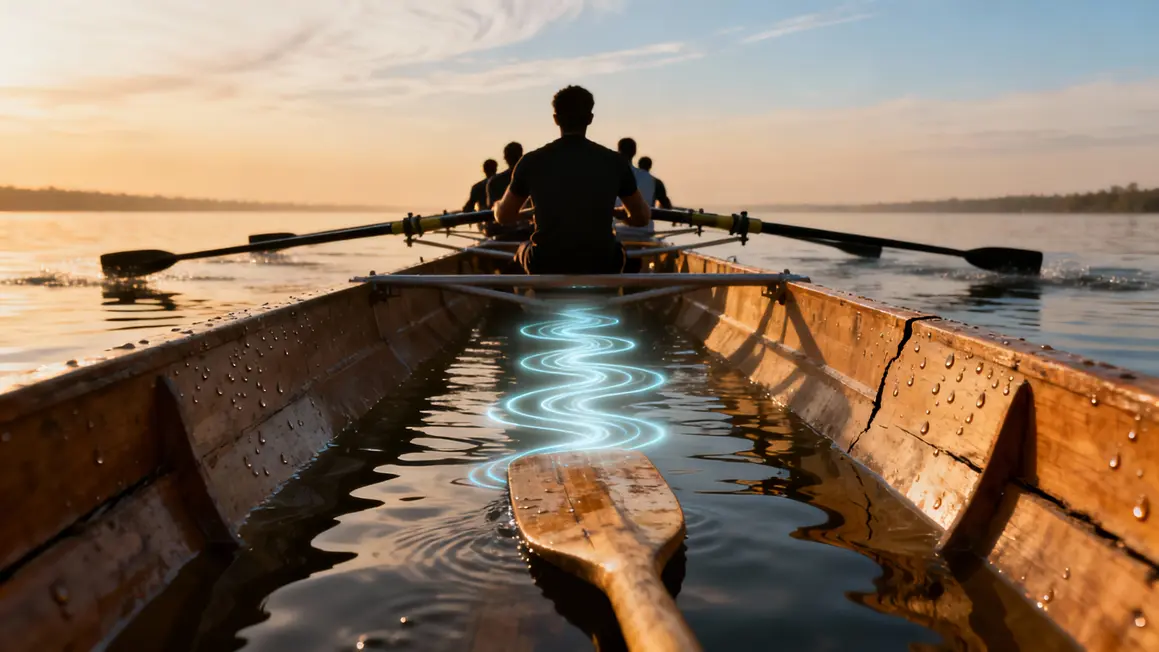 Rameurs aviron relaxation sur eau