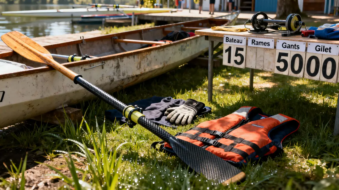 Aviron Rhône-Alpes matériel skiff rames gants club