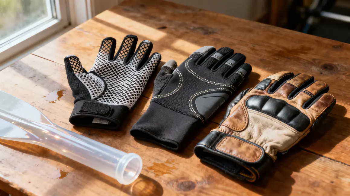 Différents gants aviron et manchon plastique