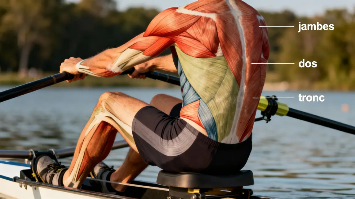 Schéma muscles aviron rameur