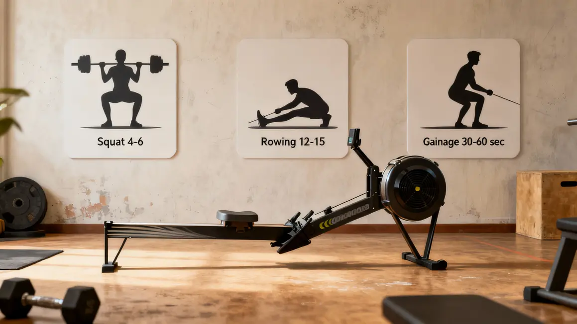 Illustration exercices musculation rameur