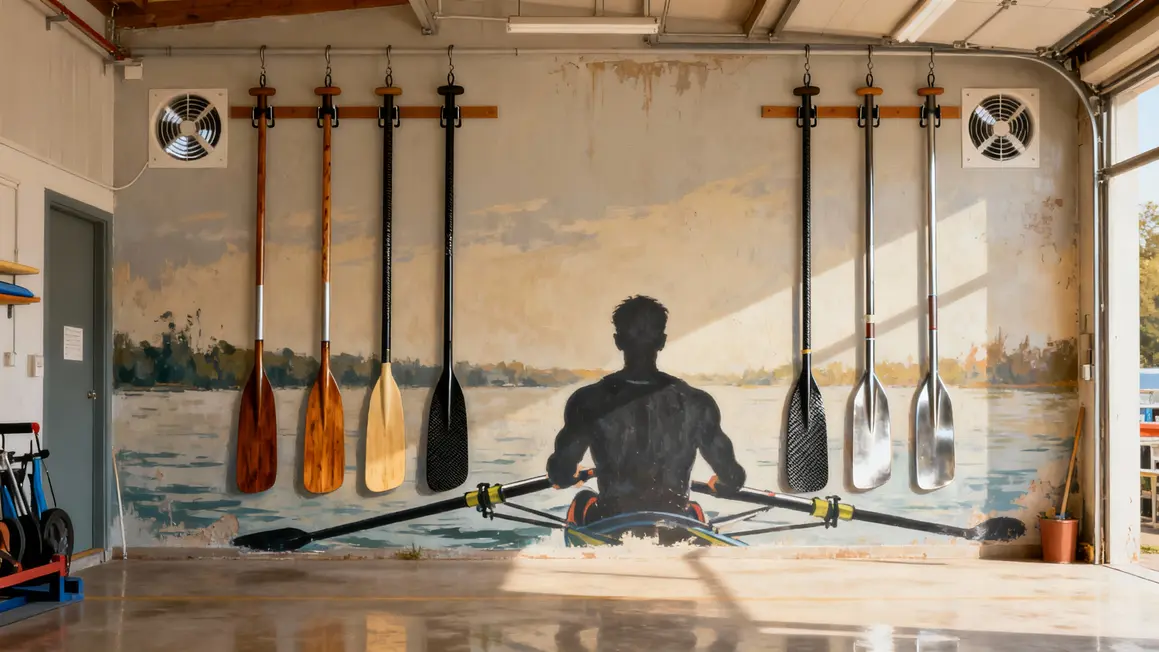 support mural rames aviron bien ventilé