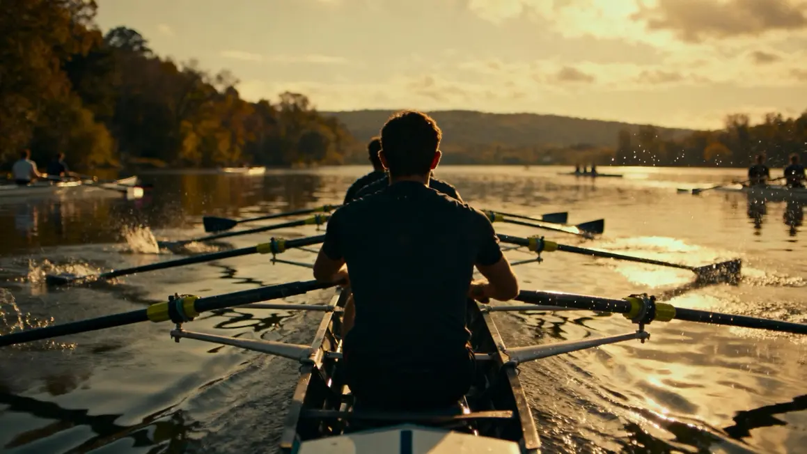 Rame collectif aviron Rhône-Alpes entraînement sur l'eau