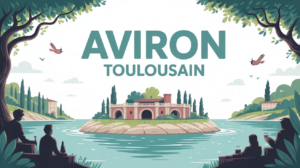 illustration aviron toulousain sur ile avec rameurs