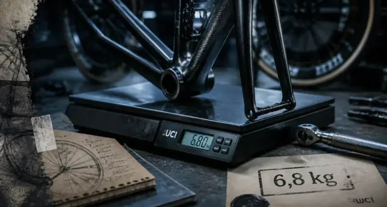 Poids vélo Tour de France 6,8 kg, contrôle UCI sur balance