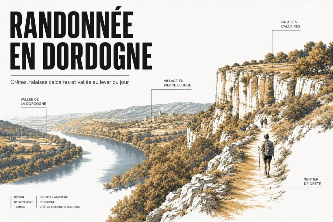 Les plus belles randonnées en Dordogne : sentier panoramique sur les falaises de la vallée de la Dordogne