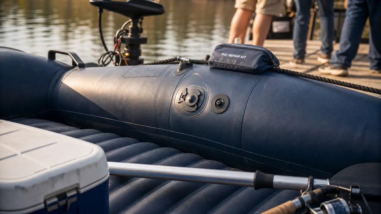 Gonflable bateau : plancher PVC, valves et kit de réparation, usage pêche