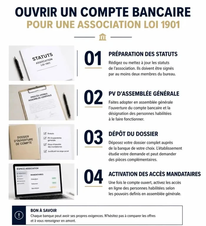 Étapes pour ouvrir un compte bancaire pour une association loi 1901