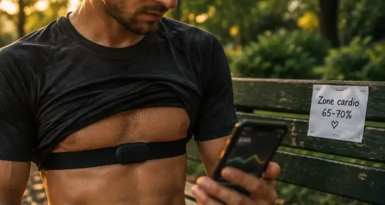 Frequence cardiaque endurance fondamentale 65-70% : coureur avec cardio