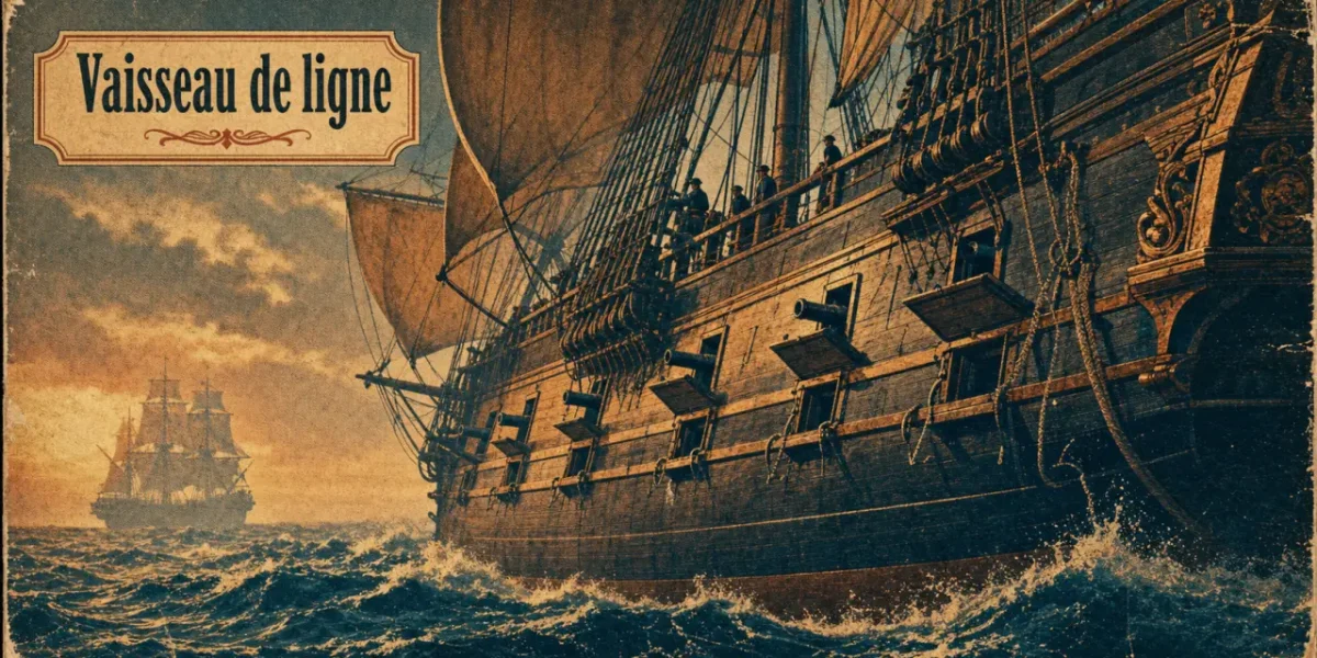 Ancien navire de guerre a voile : vaisseau de ligne, sabords et voiles