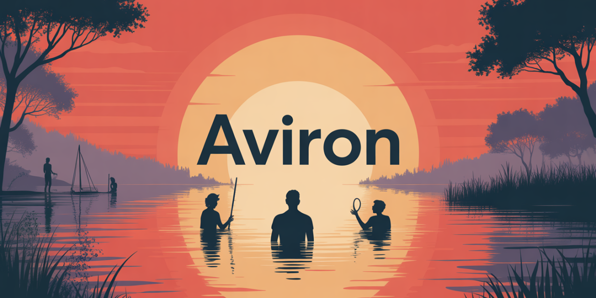 Illustration aviron silhouettes sur eau au lever du soleil