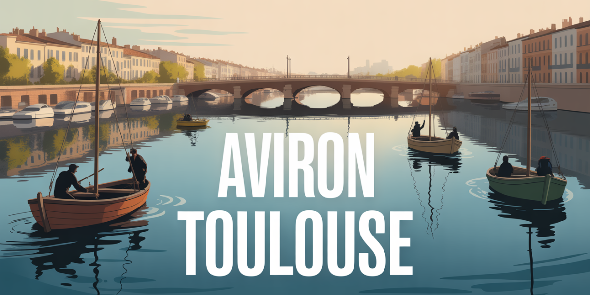 Aviron Toulouse, rameurs sur la Garonne au lever du jour