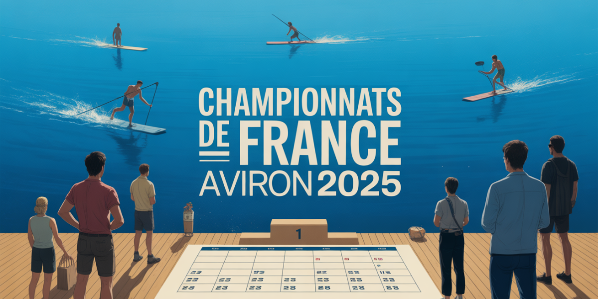 Silhouettes rameurs, calendrier, podium pour championnats de France aviron 2025