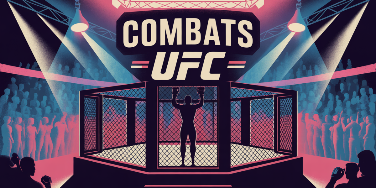 Illustration semi-réaliste d'une cage UFC avec foule et lumières