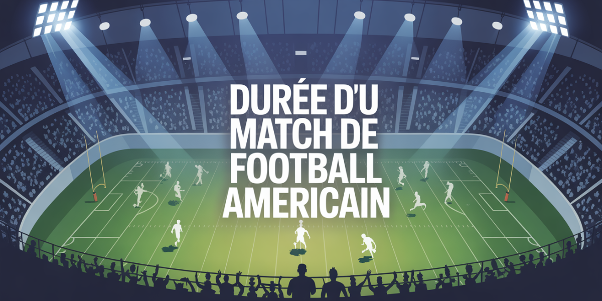 Stade éclairé, foule, action joueur, durée match football américain