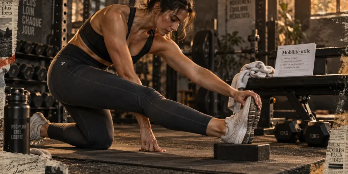Étirements musculation : ischio-jambiers, mobilité utile sur tapis de yoga
