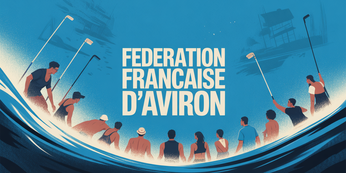 Rameurs silhouettes Federation Francaise d Aviron sur vague dynamique