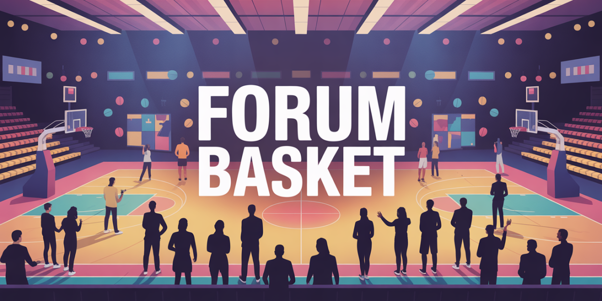 Salle forum basket silhouettes échange