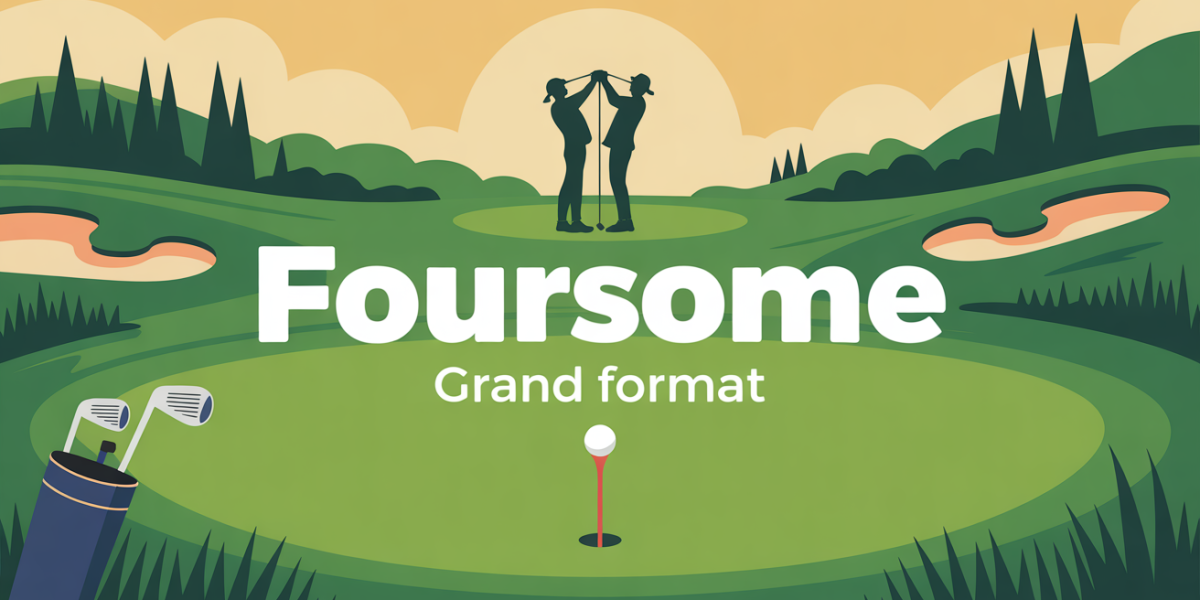 Image foursome golf equipe alternance silhouettes terrain