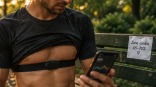 Frequence cardiaque endurance fondamentale 65-70% : coureur avec cardio
