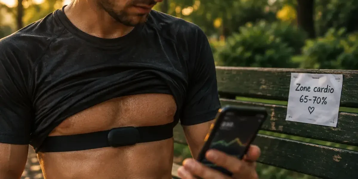 Frequence cardiaque endurance fondamentale 65-70% : coureur avec cardio