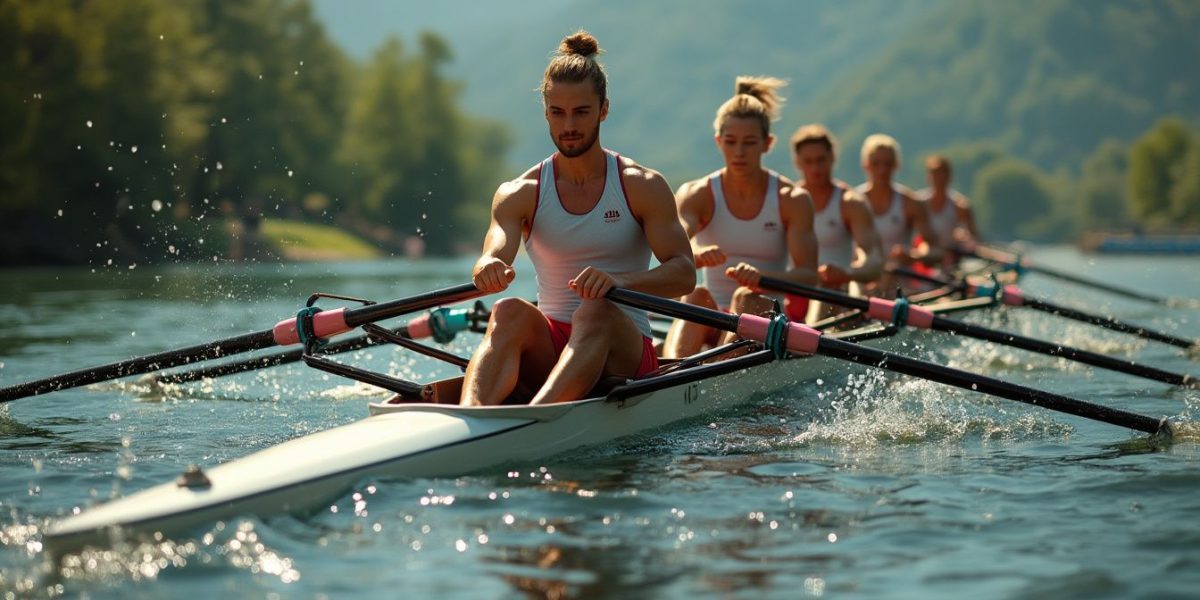 aviron : rameurs en compétition lors des Jeux Olympiques