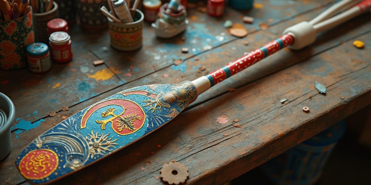 décoration de rames d'aviron : rames d'aviron décorées avec peinture et motifs artistiques