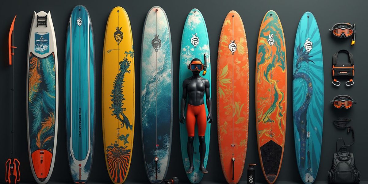 personnalisation matériel sport aquatique : équipement de natation personnalisé avec des motifs colorés