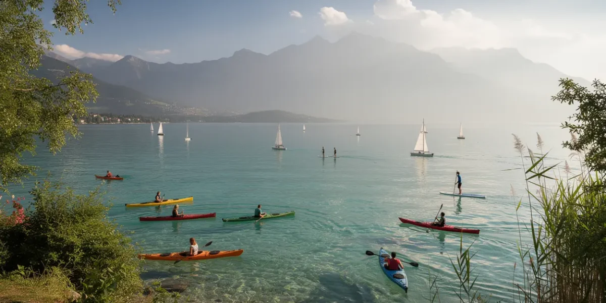 Vue panoramique lac d'Annecy activités nautiques