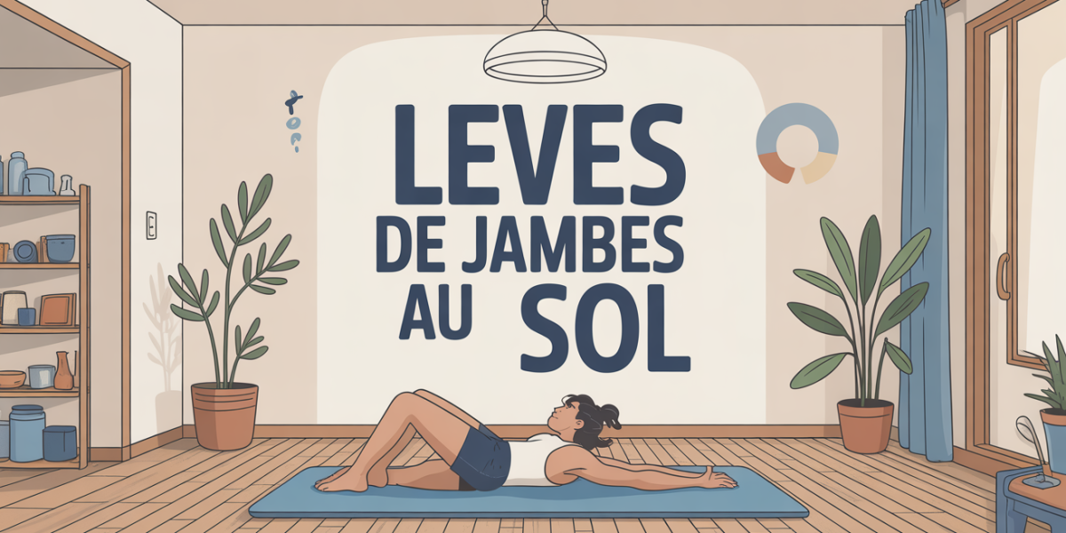 levé de jambes au sol exercice sur tapis à la maison