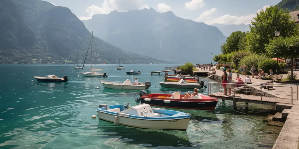 Photo de bateaux sur le lac d'Annecy, loisirs nautiques et détente