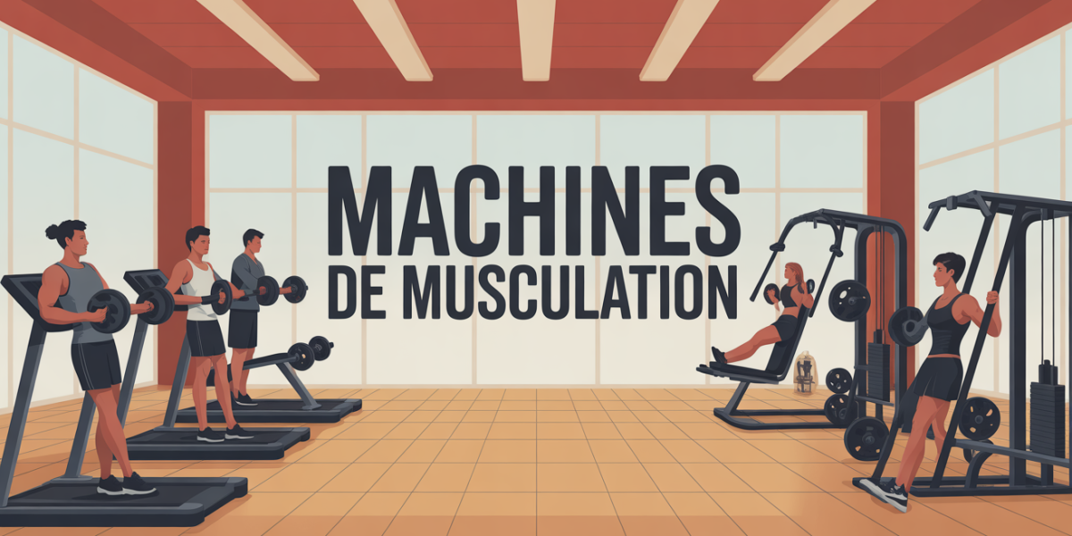 Vue d'ensemble de machines de musculation en salle de sport moderne