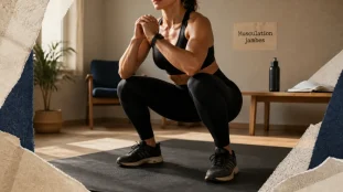 Musculation jambes maison : squat contrôlé, sans matériel, genoux préservés