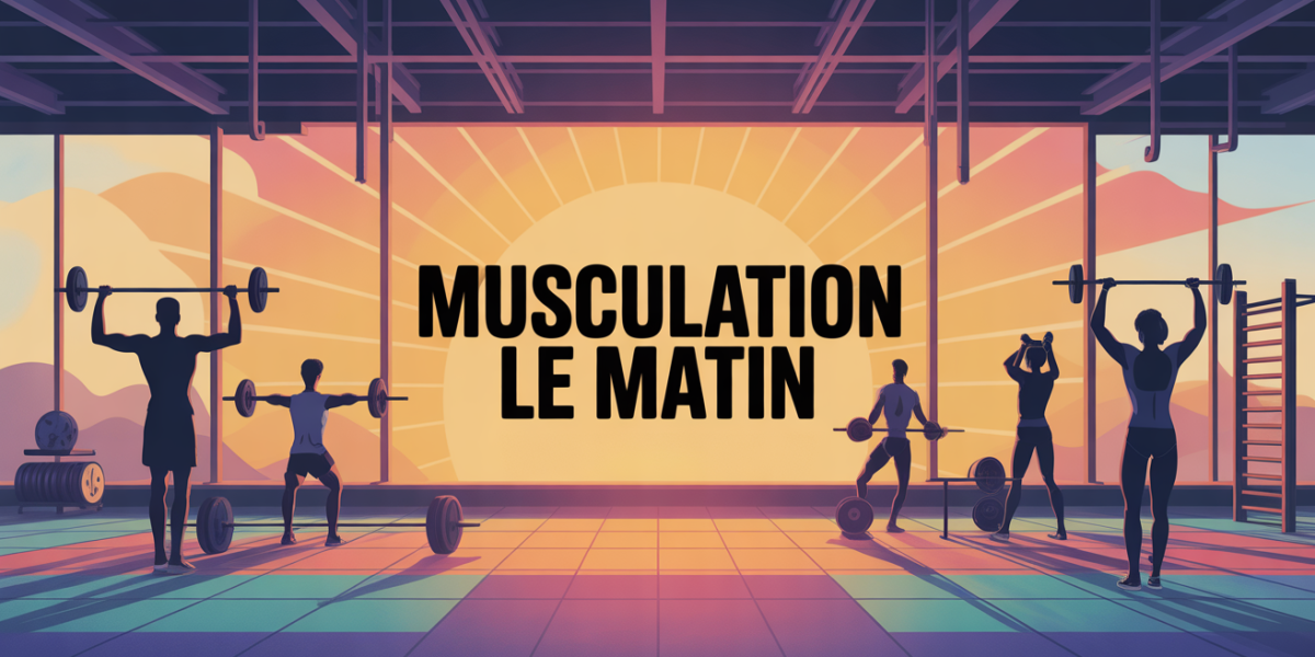 Salle de sport matin silhouettes haltères lever du soleil