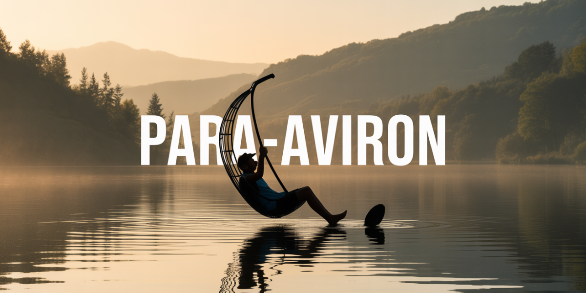 Para aviron rameur silhouette fauteuil sur lac au lever du jour