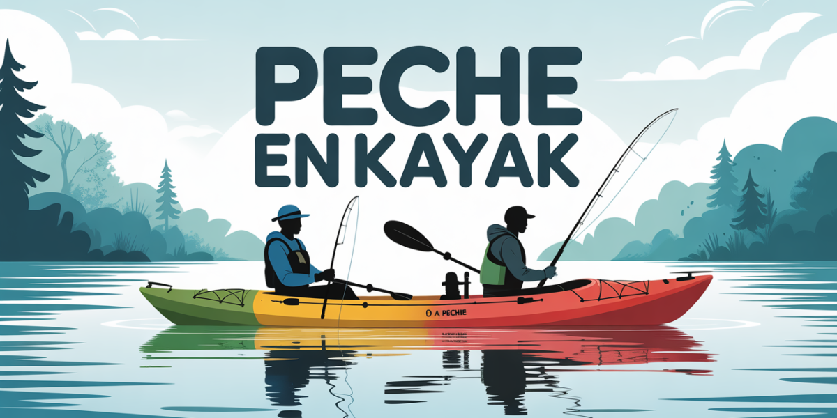peche en kayak sur eau calme avec accessoires et ambiance aventure