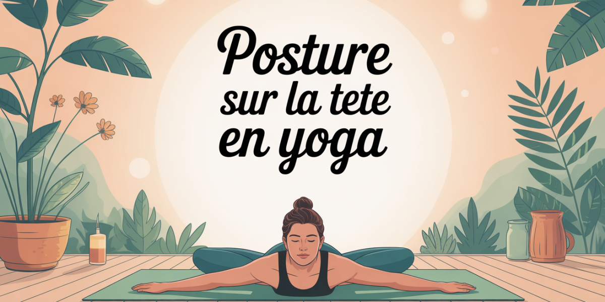 posture sur la tete en yoga illustration stylisee