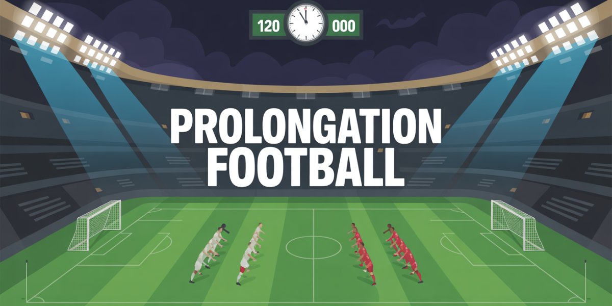 Scène prolongation football silhouette équipes terrain ambiance tendue