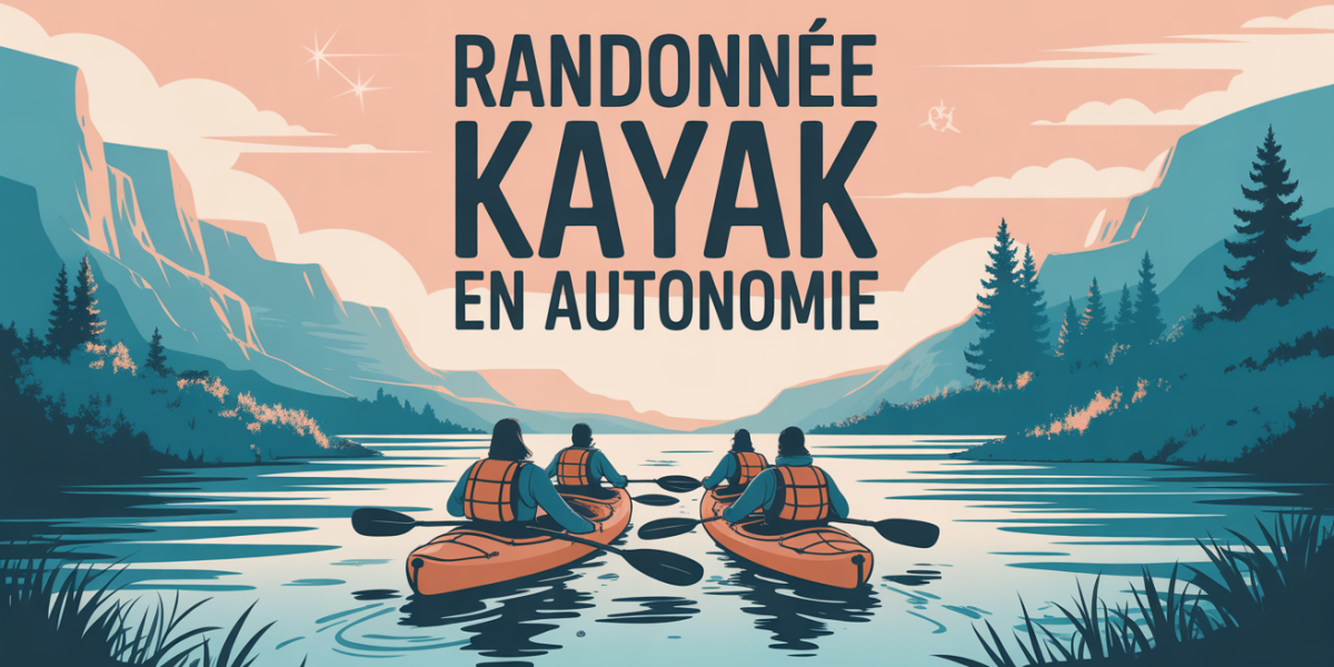 Randonnee kayak en autonomie sur riviere silhouettes sacs bidons