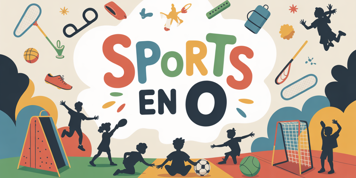 illustration cour de récré enfants objets sports en o