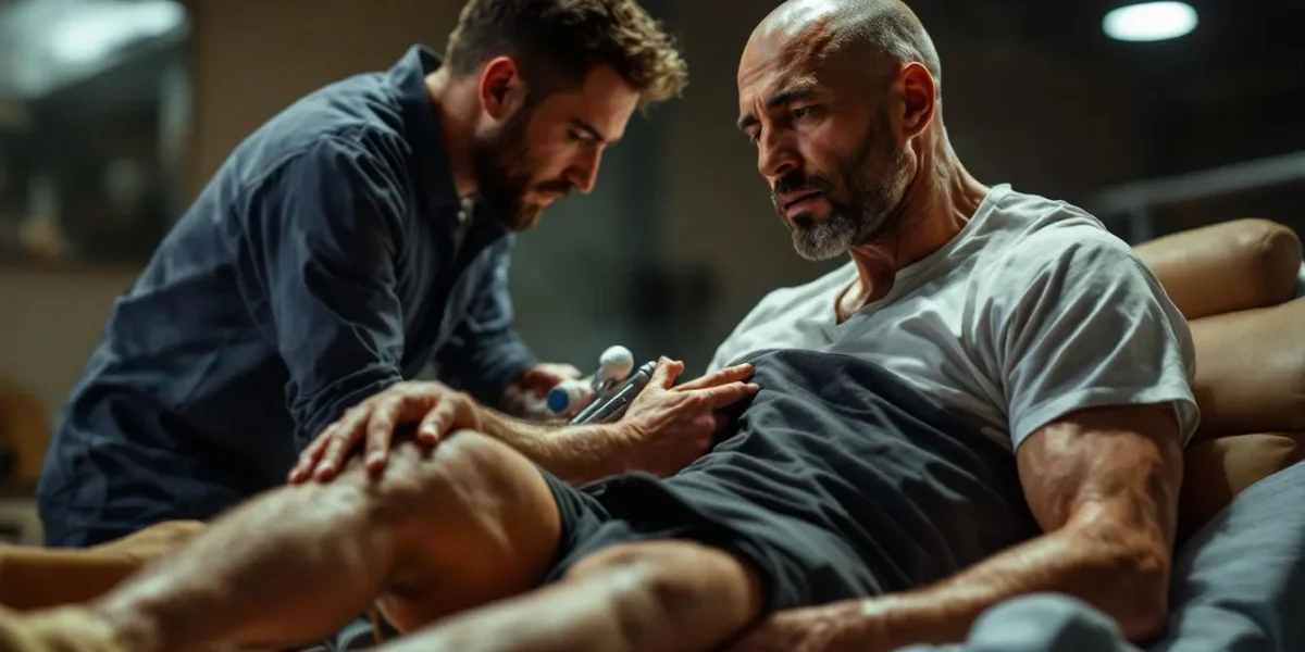 Tecar thérapie effets secondaires : illustration d'une séance de Tecar thérapie en cours