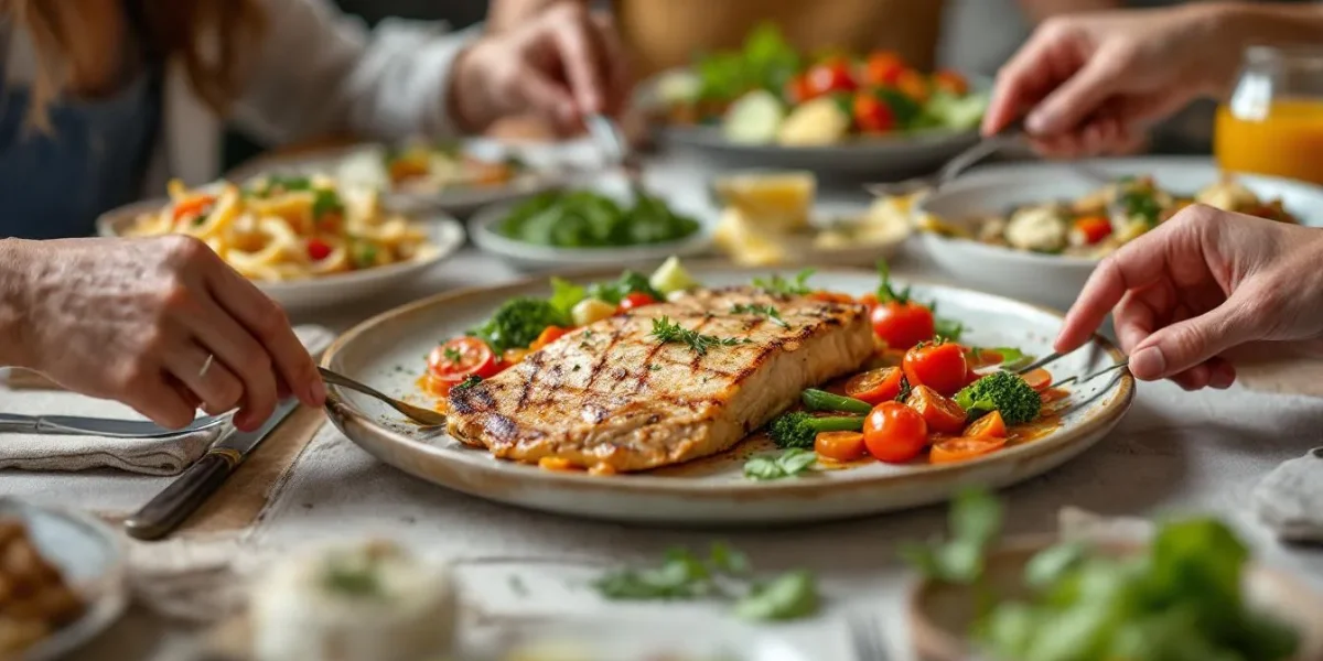 escalope milanaise : assiette avec escalope milanaise accompagnée de légumes et garnitures variées
