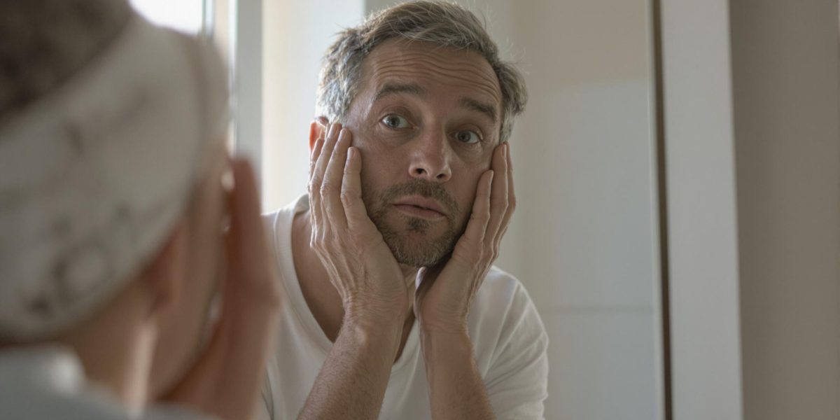 toxicité interne : silhouette humaine devant un miroir reflétant une version trouble d'elle-même