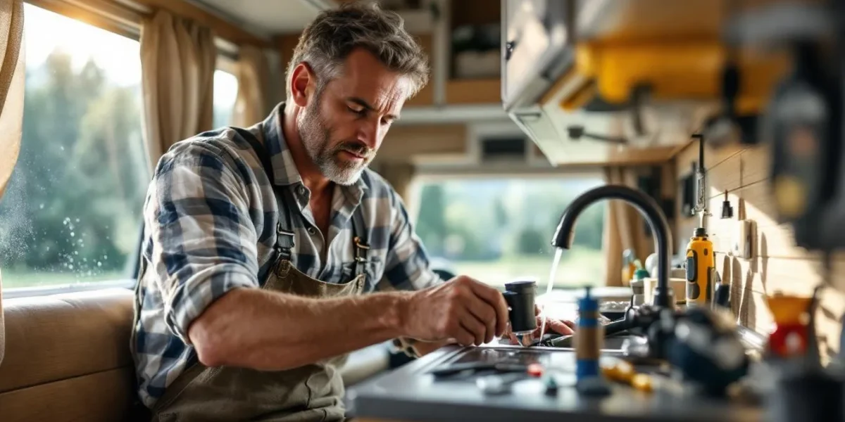 pompe à eau camping-car : représentation d'une pompe à eau installée dans un camping-car